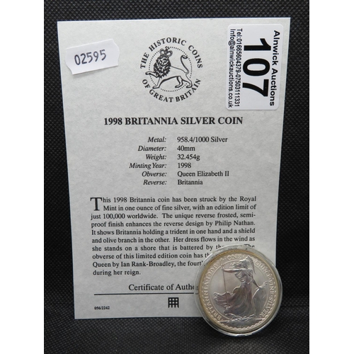 107 - Britannia silver coin 1998 1oz