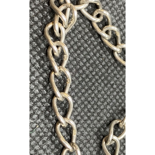 18 - Vintage silver curb link bracelet with lock and chain Birmingham 1972 9g