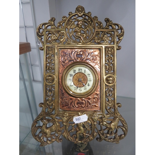 291 - Victorian brass mantle clock