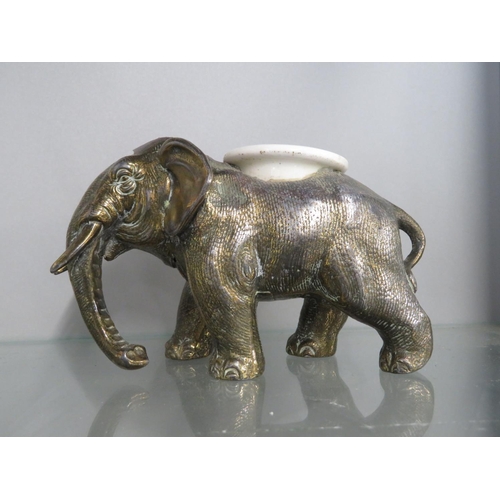 292 - Spelter elephant inkwell