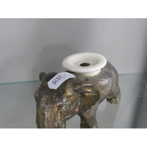 292 - Spelter elephant inkwell