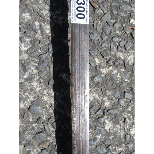 300 - Very old sword blade with later handle and pummel blade measures 3' long