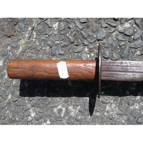 300 - Very old sword blade with later handle and pummel blade measures 3' long