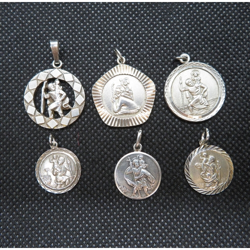 61 - Job lot of 6x silver St. Christopher charms 18.5g