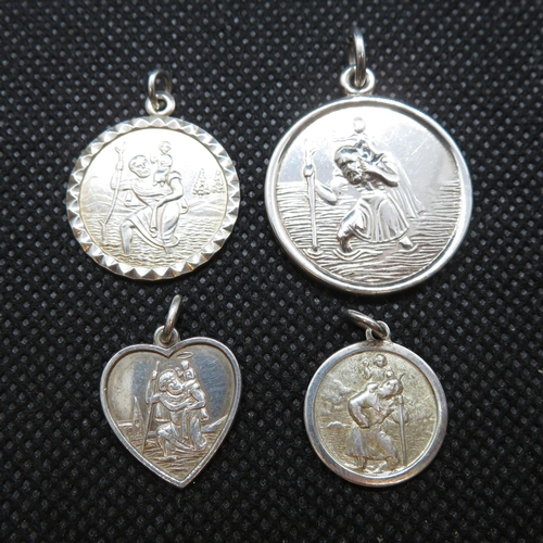 65 - Job lot of 4x St. Christopher medallions 15g silver