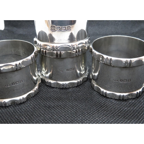 88 - Set of 4x antique silver napkin rings John Rose Birmingham 1917 numbered 1-4 all with monogram M 166... 