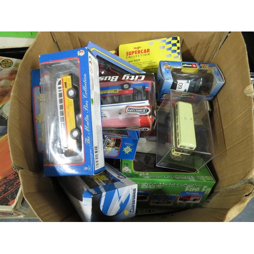 338 - Die cast buses and cars - many boxed