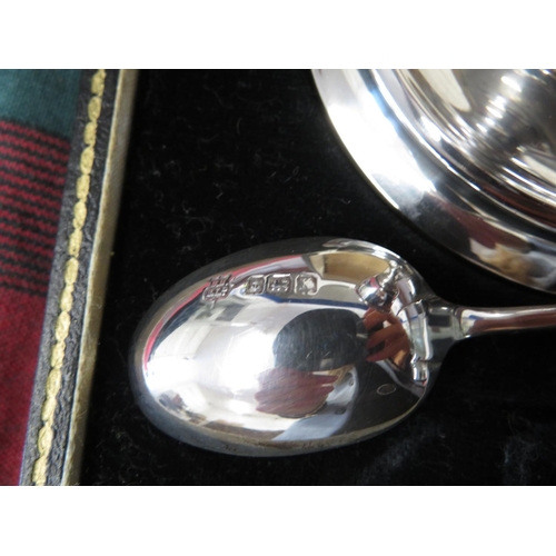 89 - Silver egg cup and spoon nicely boxed gilding to bowl Birmingham 1934