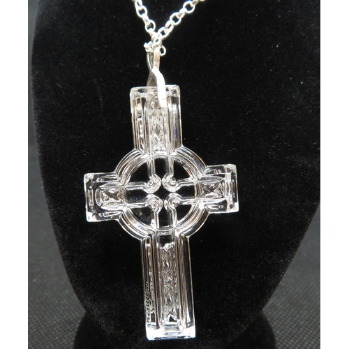 14 - Waterford crystal Celtic cross with silver bale top on 30