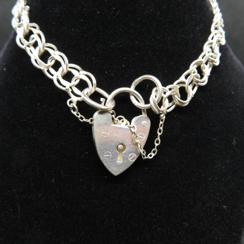 37 - Silver bracelet with lock and chain  10.4g