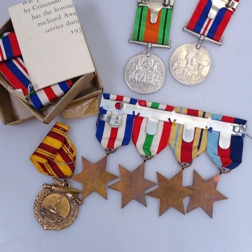 387 - 4x WWII Military Stars inc. Africa and Italy and 3x other medals