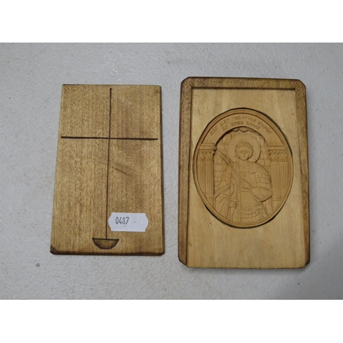 389 - Carved Greek icon in wooden case