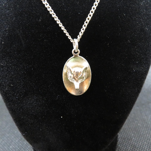 59 - Silver fox mask pendant on 18