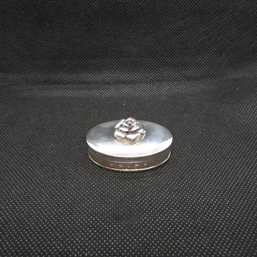 60 - Silver pill box with rose finnial Sheffield 2003 21g