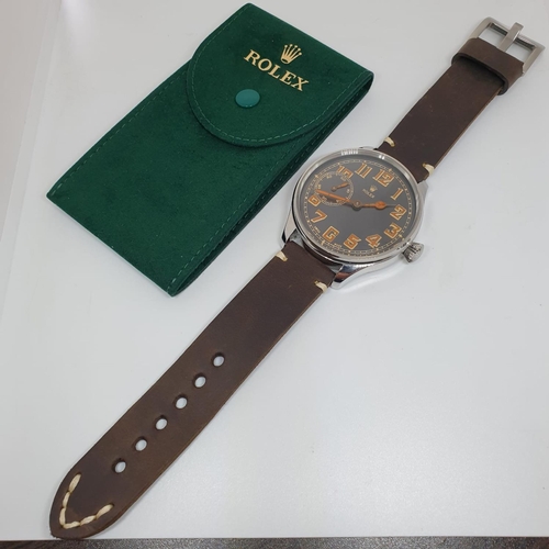 196 - Rolex Military wristwatch dial recently refurbished original movement of pocket watch housed in new ... 