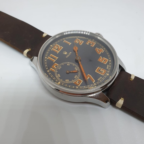 196 - Rolex Military wristwatch dial recently refurbished original movement of pocket watch housed in new ... 