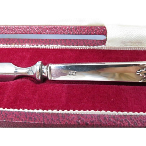 43 - Vintage Sheffield silver handled letter opener by H Hunt 1972 nicely boxed