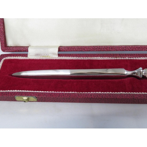 43 - Vintage Sheffield silver handled letter opener by H Hunt 1972 nicely boxed