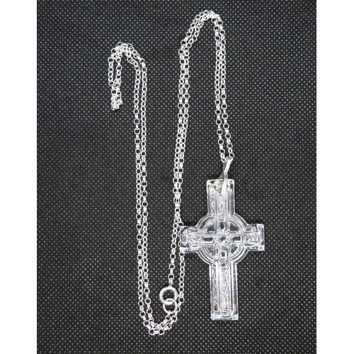 14 - Waterford crystal Celtic cross with silver bale top on 30