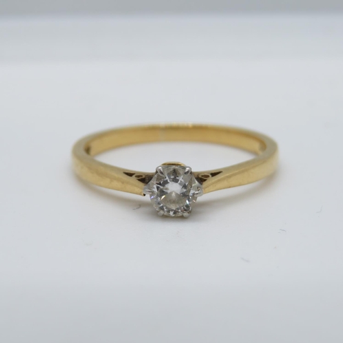 130 - 18ct .22 cts diamond ring 1.8g gold size J
