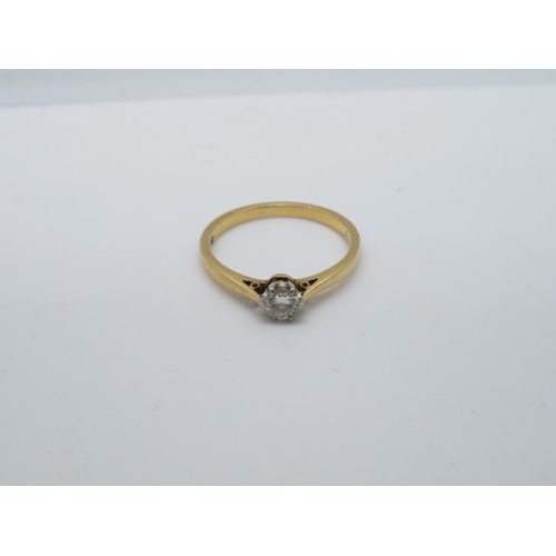 130 - 18ct .22 cts diamond ring 1.8g gold size J