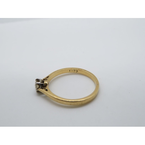 130 - 18ct .22 cts diamond ring 1.8g gold size J