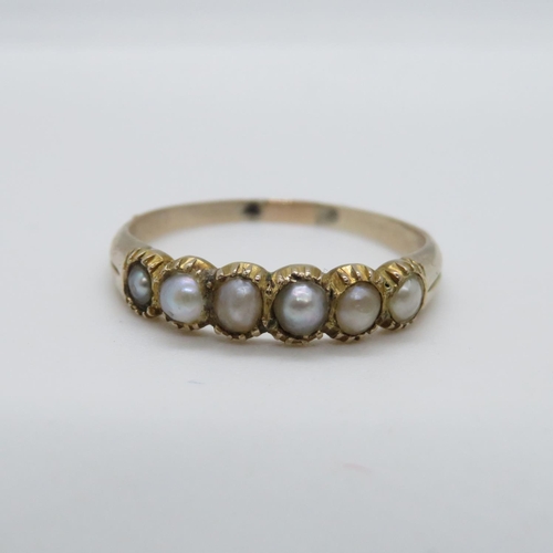 132 - 9ct gold and pearl ring size M 1.3g