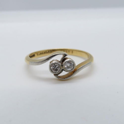 133 - 18ct gold and diamond ring size K 2g 1.2ct diamond