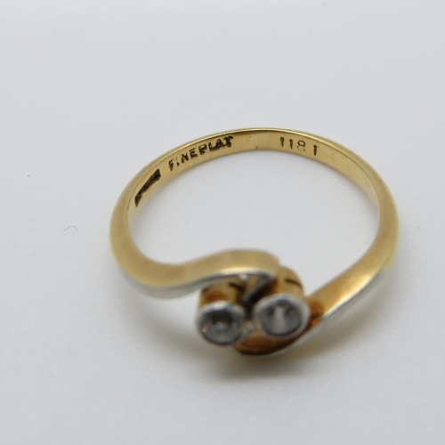 133 - 18ct gold and diamond ring size K 2g 1.2ct diamond