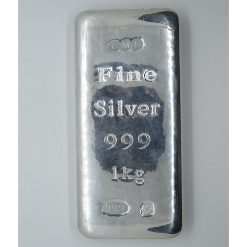 138 - 1kg Bullion Bar by CML 999 quality silver