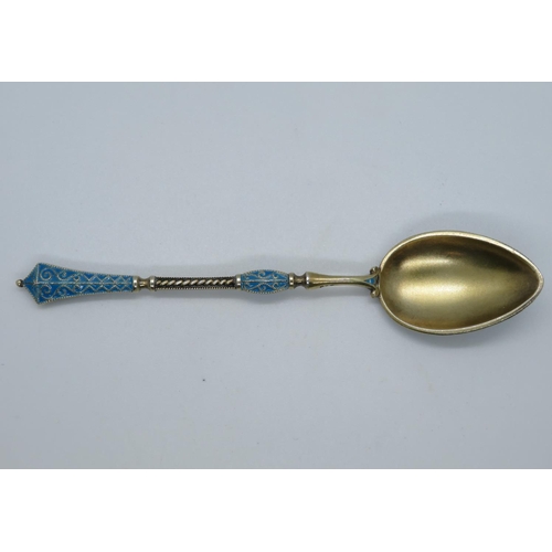 15 - Antique silver gilt and enamel coffee spoon foreign HM 925 9.5g