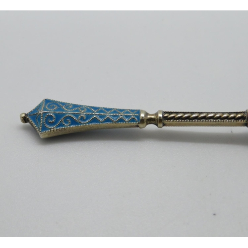 15 - Antique silver gilt and enamel coffee spoon foreign HM 925 9.5g