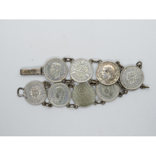 152 - Silver coin bracelet