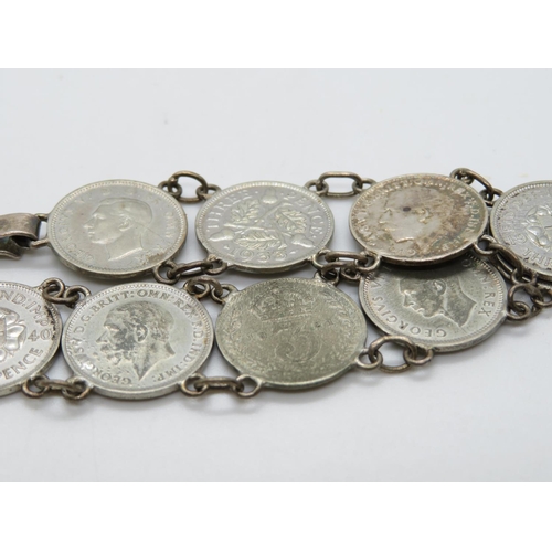 152 - Silver coin bracelet