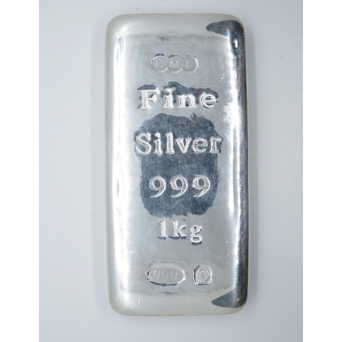 154 - CML fine silver 999 1kg Ingot Bullion Bar