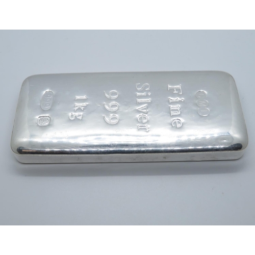 154 - CML fine silver 999 1kg Ingot Bullion Bar