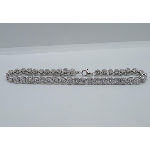 16 - Silver tennis bracelet set with CZ stones 10.5g