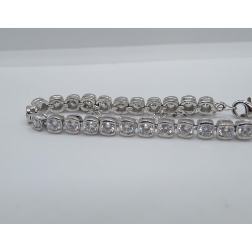 16 - Silver tennis bracelet set with CZ stones 10.5g