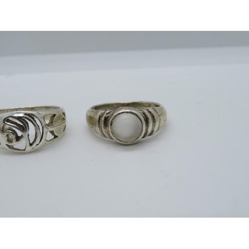 160 - 2x silver rings - 1 is Charles Rennie style
