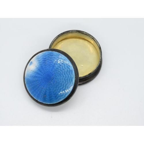 168 - Silver and blue enamel patch box - slight damage to enamel HM