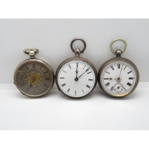 169 - 3x silver pocket watches