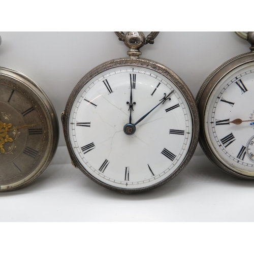 169 - 3x silver pocket watches
