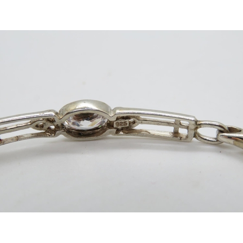 35 - HM silver bangle set with large oval CZ stone