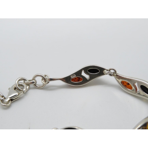 37 - Silver bracelet set with Baltic amber