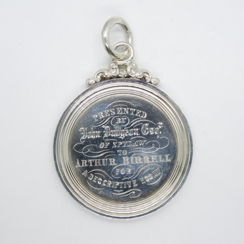 41 - Scottish silver presentation medal from John Dudgeon of Spylaw to Arthur Birrell for a descriptive e... 