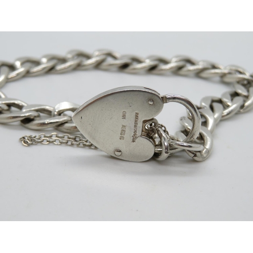 54 - Large vintage silver bracelet with lock and chain Londonn1976 30.6g