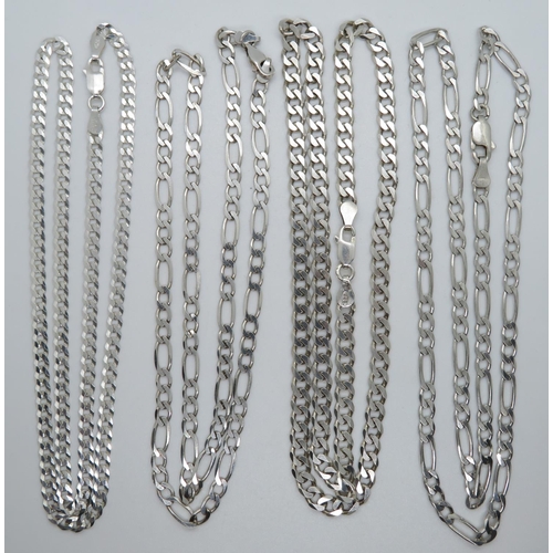 58 - Job Lot of 4x silver chains 35.9g