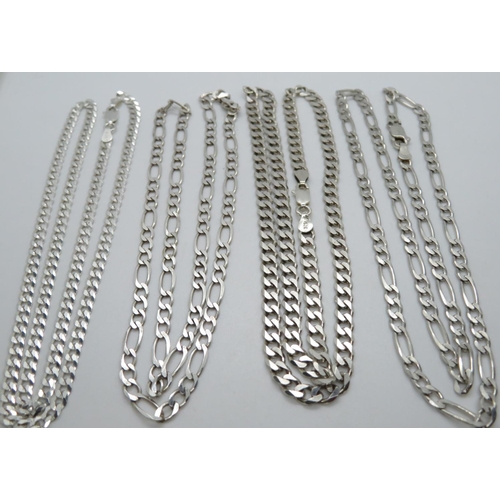 58 - Job Lot of 4x silver chains 35.9g