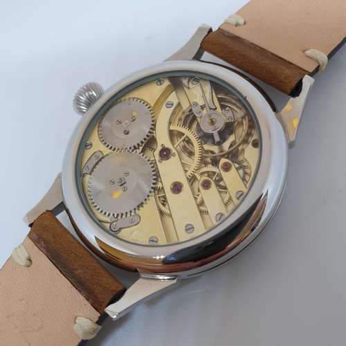 136 - IWC pocket watch movement fully refurbished and placed in modern Pilot Watch case with new strap - f... 