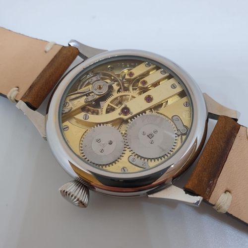 136 - IWC pocket watch movement fully refurbished and placed in modern Pilot Watch case with new strap - f... 